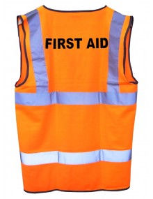 Hi-Vis Orange Waistcoat with "First Aid"  Clothing